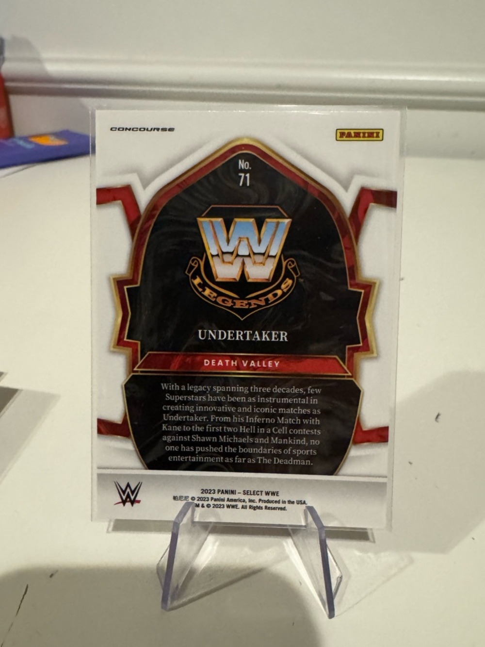 2023 Undertaker Panini Select WWE Concourse Card. - Picture 2 of 2